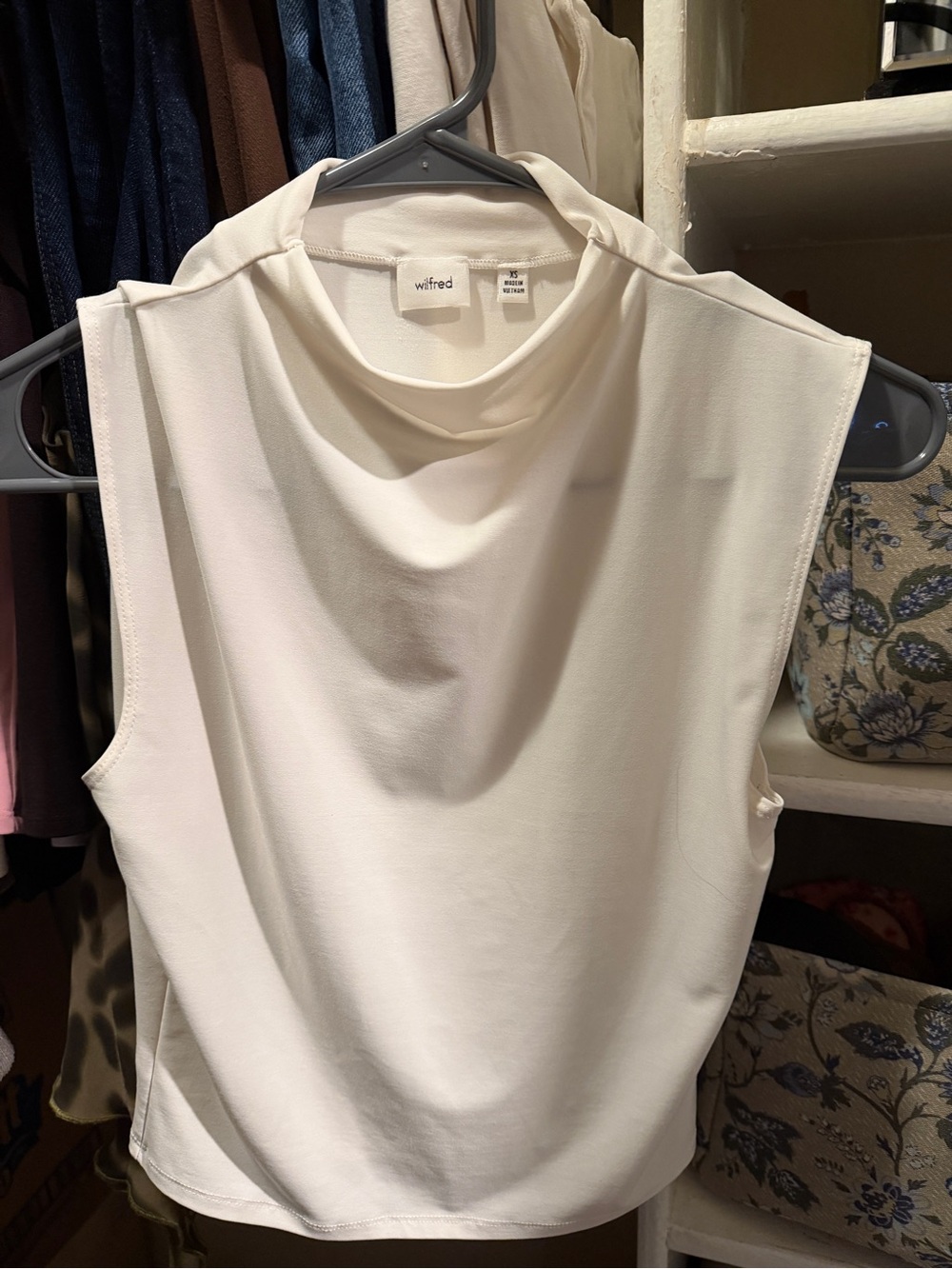 Wilfred Cream Sleeveless Drape Neck Top